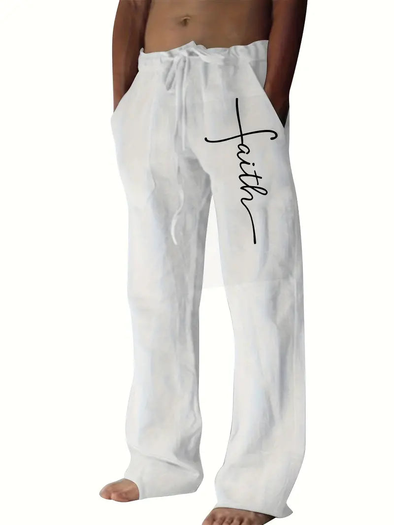 Faith Letter Print Casual pants