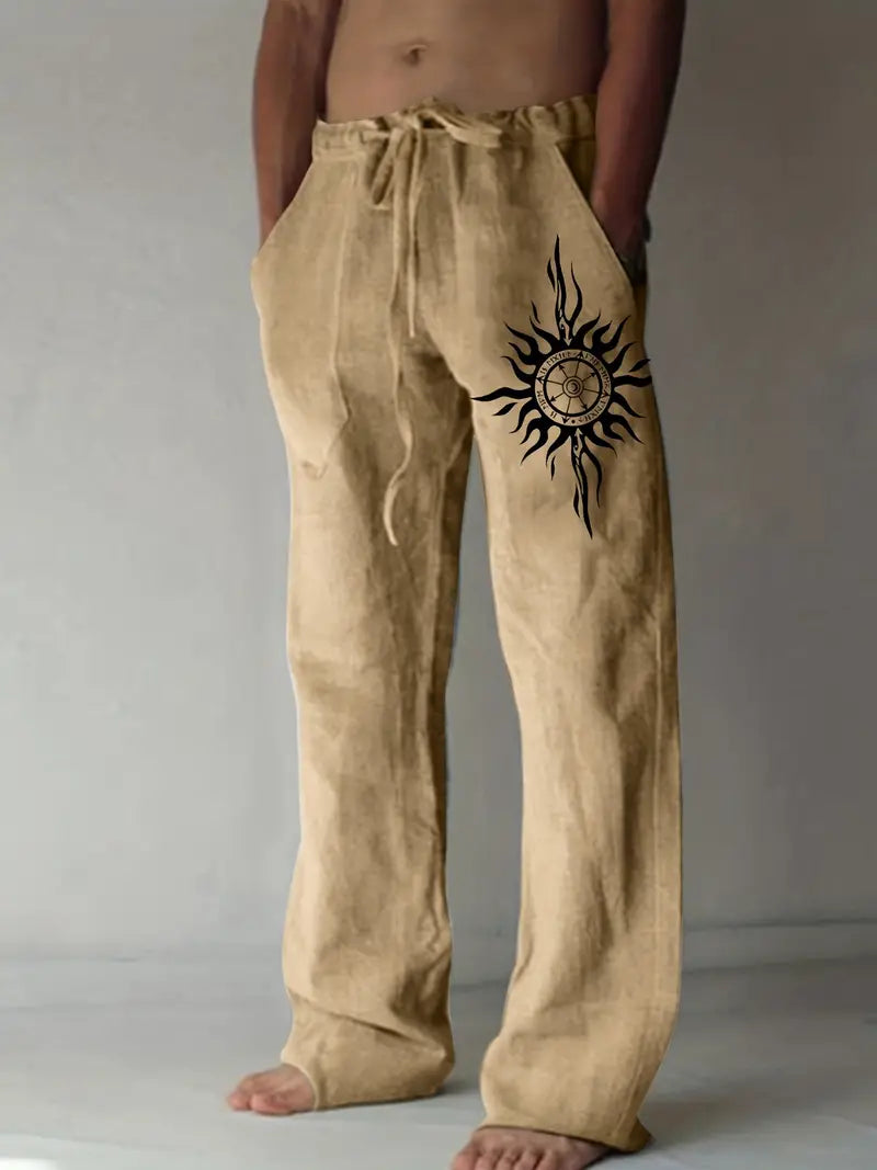 Compass Print Casual Pant's