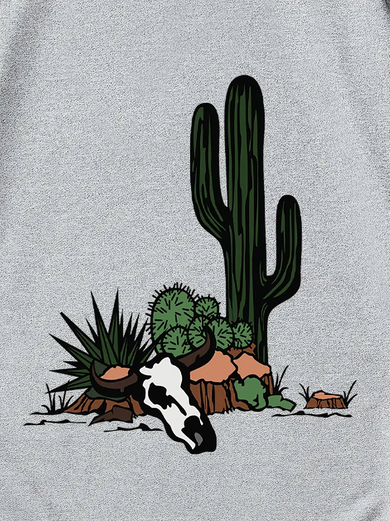 Cactus Print Oversized Tee