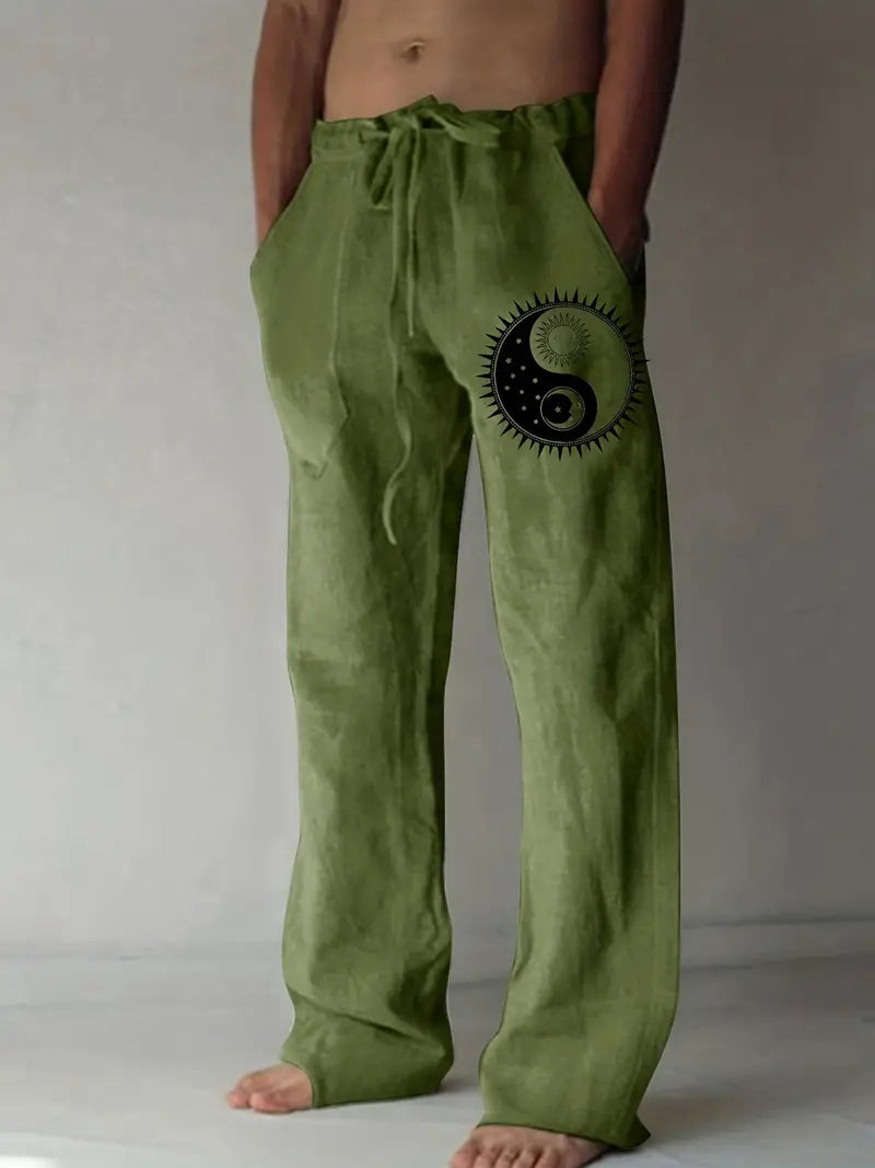 Day and Night Yin Yang Print Casual Pant's