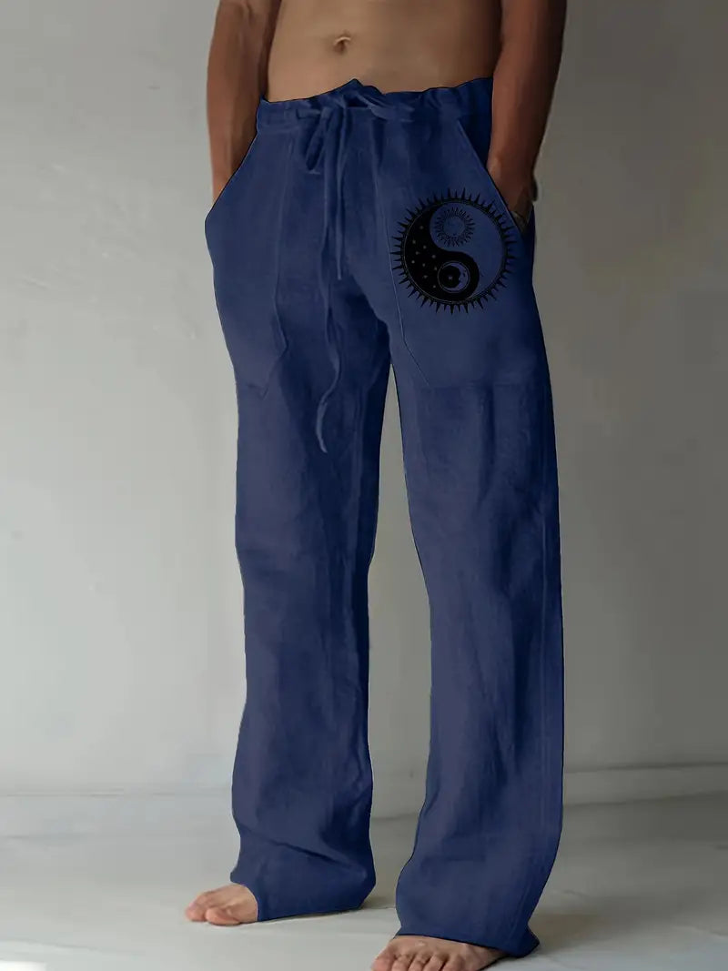 Day and Night Yin Yang Print Casual Pant's