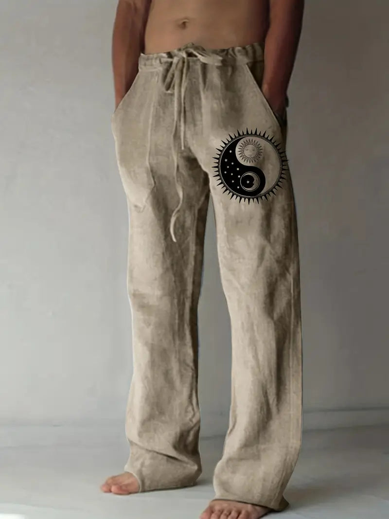 Day and Night Yin Yang Print Casual Pant's