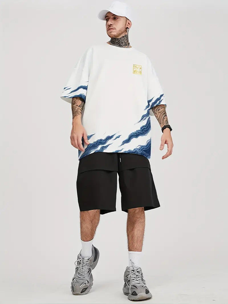 Dragon Print Oversize Crew Neck Tee