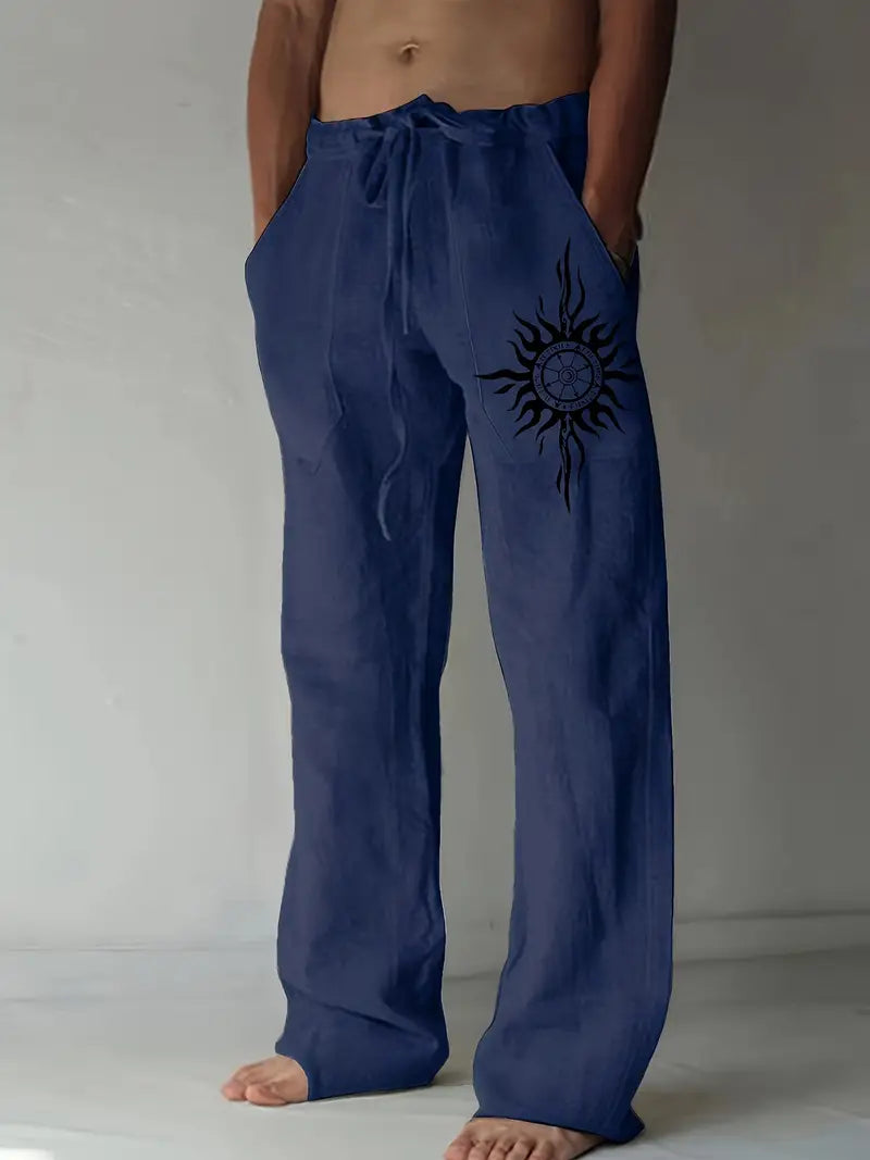 Compass Print Casual Pant's