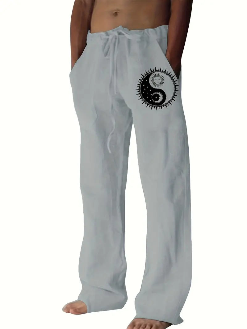 Day and Night Yin Yang Print Casual Pant's