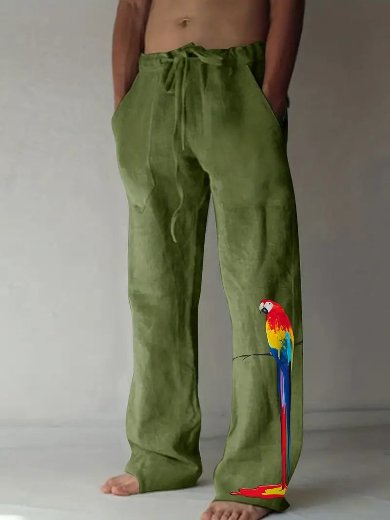 Parrot Print Casual Pants